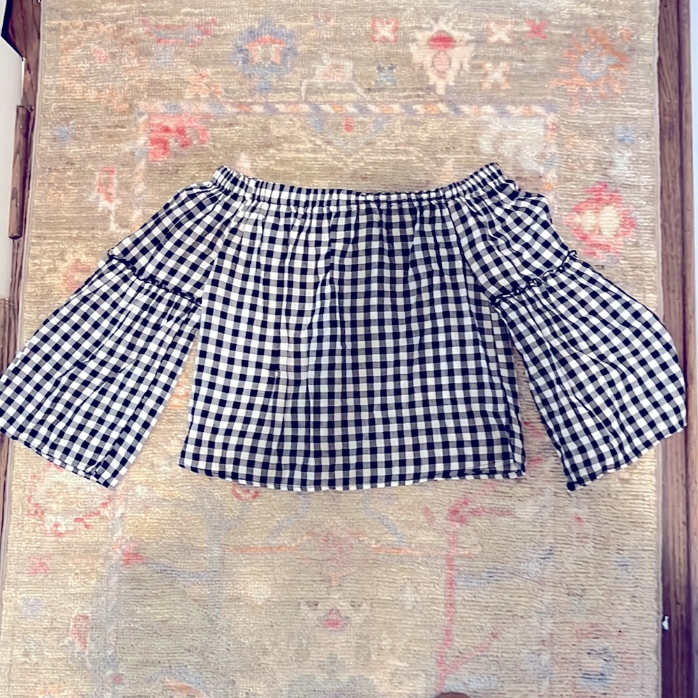 Who What Wear Gingham Top- so cute with white denim!